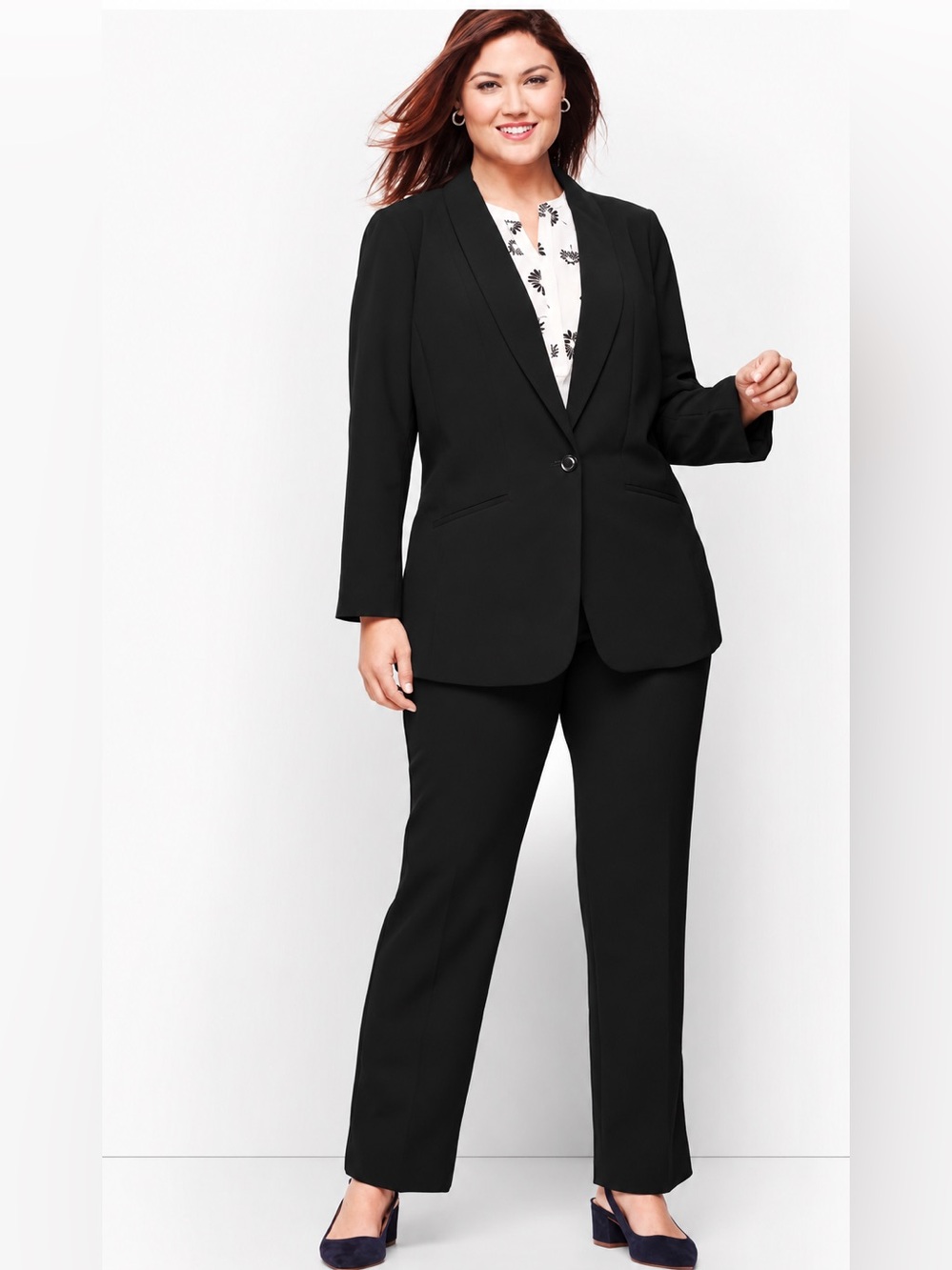 Talbots Black Stretch Crepe Shawl Collar Blazer 16 NWT Classic Preppy Workwear